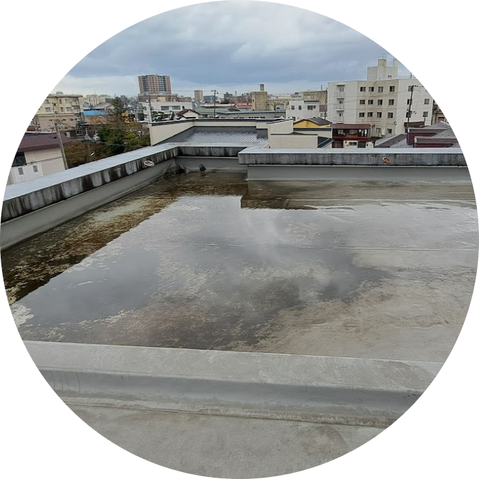 水の溜まった屋上