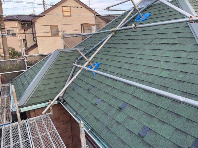 マキタ建設 横浜市戸塚区 屋根施工後 足場